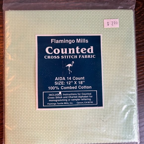 Charles Craft Flamingo Mills Cross Stitch Fabric Lot Three Aida Pine Mist Blue - Picture 7 of 7